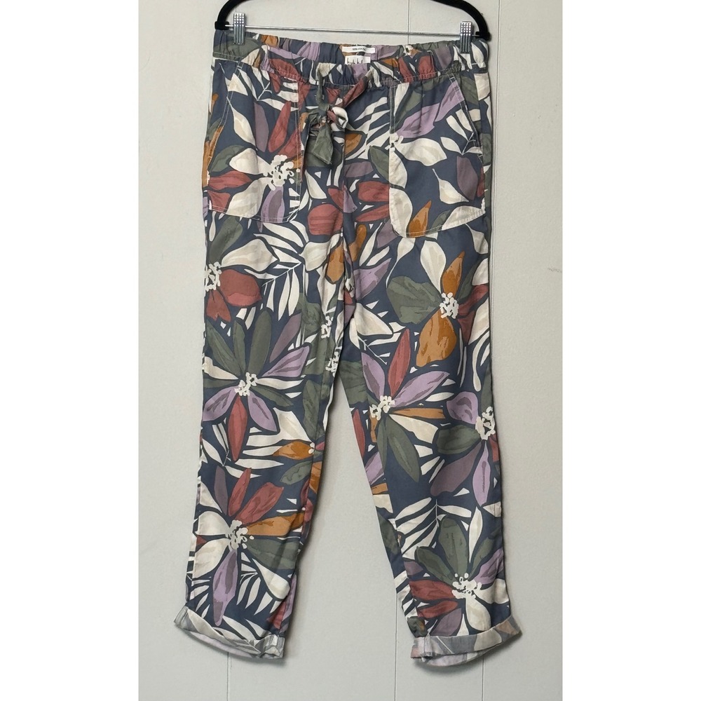 Nicole Miller New York Women's Floral Blue Purple Lyocell Tropical Pants Size L
